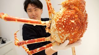 【The Giant Crab】A big crab over a meter long which is still alive, handled boldly to make that dish!