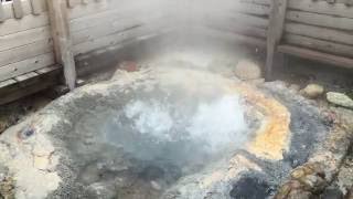 Tessen-Ike geyser in Hell Valley, Noboribetsu Onsen, Hokkaido, Japan