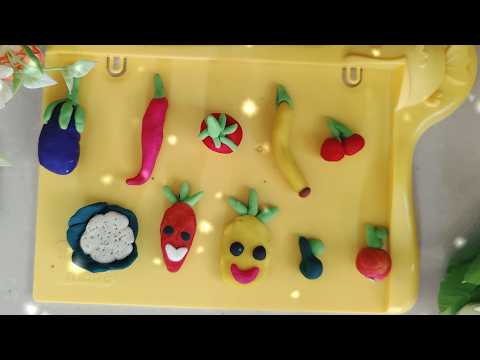 clay vegetables & fruits//Miniature clay veggies & fruits//fruits and veggies moulding clay for kids