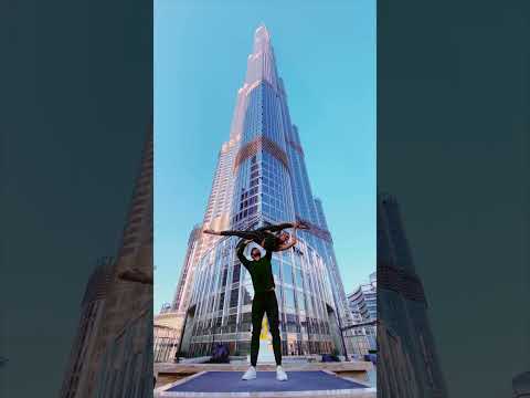 Dubai 🩵 have you visited the Burj Khalifa? #circus #acrobat #circuslife #dubai