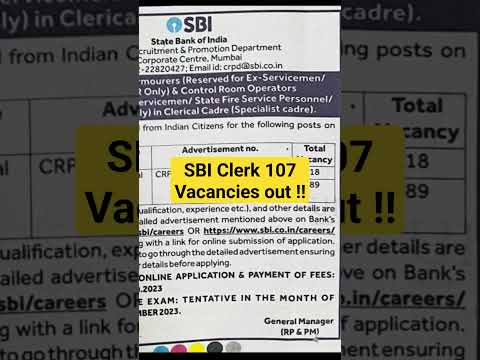 SBI Clerical 107 Post out for ESM #sbija2023