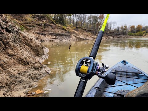 This MUDDY River Was LOADED!! (Cold Weather Kayak Fishing)