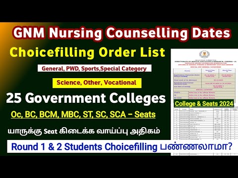 🔴Choicefilling Order List - GNM Nursing |GNM Choicefilling Dates 2024 | GNM Seat Vacancy 🔴