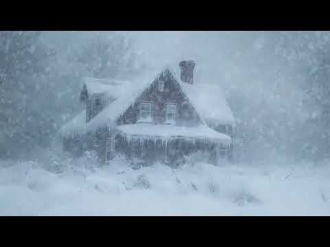 Fierce Snowstorm at a Solitary Mountain House For Deep Sleep, Relax | Powerful Wind and Snow Sounds