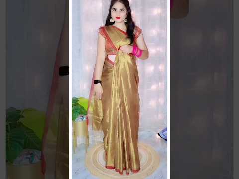 Tissue Silk saree draping with perfect pleats | Easy saree draping tricks | saree draping style