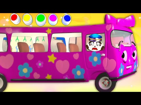 Learn Color with Pink Girl Bus - Finger Family & Nursery Rhymes