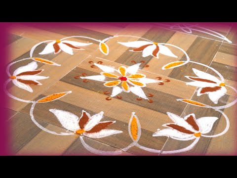 lotus rangoli design / 7*4 dotted rangoli / simple and easy rangoli /rangoli designs / induthoughts