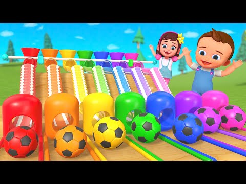 Learning Colors for Children with Little Babies Fun Play Wooden Slider Soccer Balls Toy Kindergarten