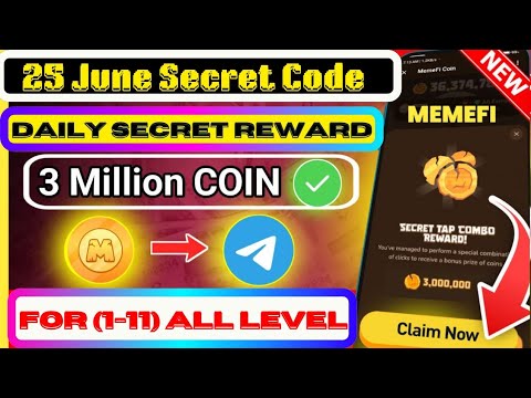 🛑 25 Level 1-11 ) Memefi Secret Tap Combo Reward | Memefi 3,000,000 Coins Code | #memefi Secret Code