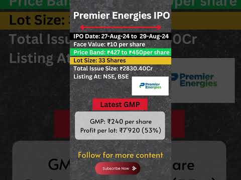 Premier Energies IPO | premier energies ipo details & gmp #premieripo #ipo #srtrader #gmptoday