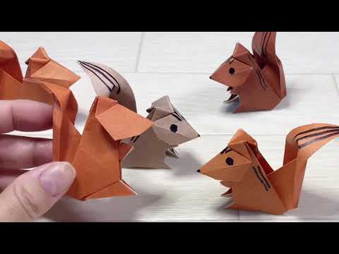 【折り紙】可愛いリスの作り方　立体的なりすの簡単な折り方　How to make a Origami Squirrel