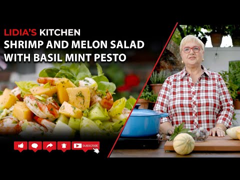 Shrimp and Melon Salad with Basil Mint Pesto