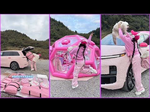 Immersive Bed Car Camping🎀| Can People Live In The Ai Fantasy Princess Tent?✨