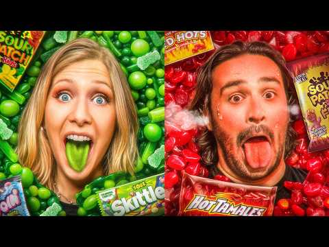 Eating SPICY vs SOUR Candy from Every Country!