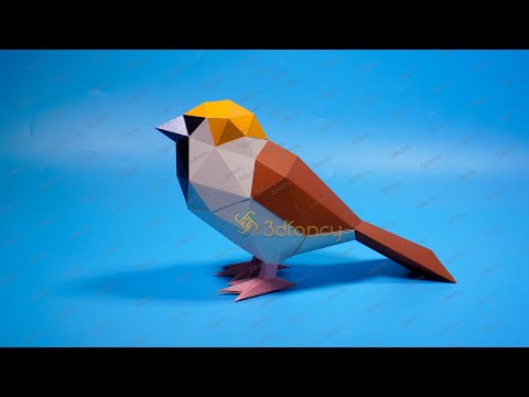 How to make Sparrow Papercraft - Bird Sparrow Low Poly Papercraft PDF, SVG for Cricut Projects