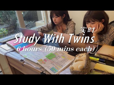 【Study With Twins】双胞胎陪你学6小时｜治愈轻音乐｜高度专注安静 📖✏️📚