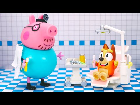 Going to the Dentist for Teeth Checkup with Bluey Family & Daddy Pig | Learn Healthy Habits for Kids