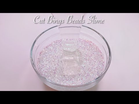 【ASMR】🔪ビングスビーズスライムを包丁やはさみで切る✂️【音フェチ】Cut Bings Beads Slime