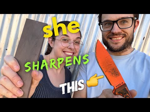 Wife Nails The ESEE 4 with Spyderco Medium Stone