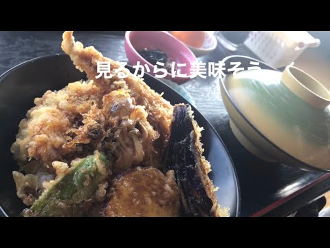 穴子天丼1300円、かき揚げうどん750円（税込）大洗町の温泉、食事処にて！