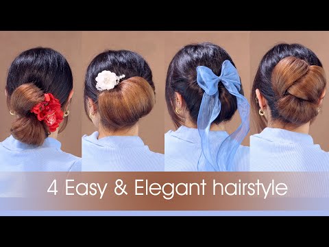 4 Easy & elegant hairstyle -prom hair tutorial/ Brides made -low bun  Hairtutorial in 4K