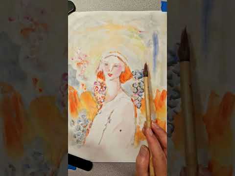 Recreating Jaqueline Marvel's Autumn Sketch in Watercolor on Double Xuan rice paper with Henry Li