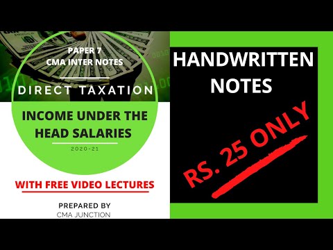 Salaries Handwritten Notes | Income under the head Salaries | Direct Taxation | CMA Inter | CMA |