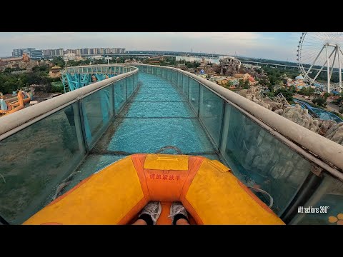 CRAZY GLASS Water Ride | NEVER in America | Glass Bottomed Water Slide Raft Ride