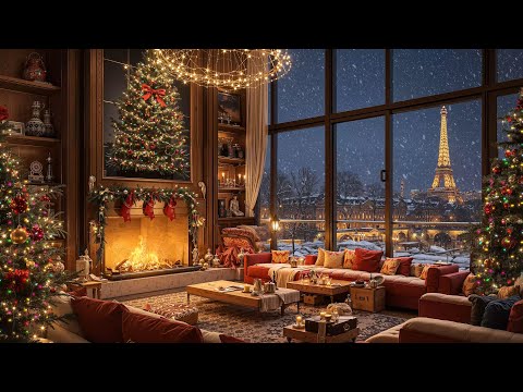 Paris Christmas Coffee Shop Jazz Music 🎄 Smooth Christmas Jazz Music & Cozy Christmas Ambience 🎁