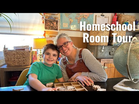 Homeschool Room Tour and Organization | Elementary and High School in a Small Space