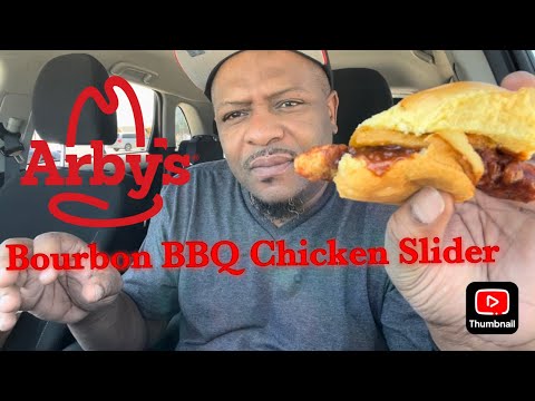 Arby’s bourbon Bbq￼ chicken slider #arbys #bbqchicken #sliders #foodyguy