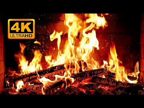 🔥 Fireplace 4K UHD! Christmas Fireplace with Crackling Fire Sounds. Fireplace Ambience