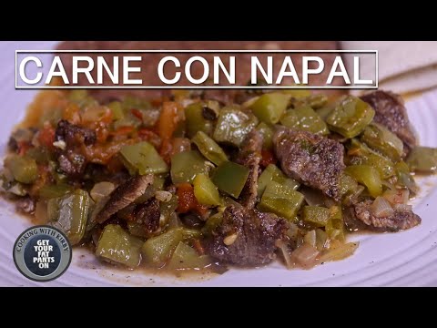 Carne con Nopales - Beef and Cactus in Red Salsa - Mexican Food