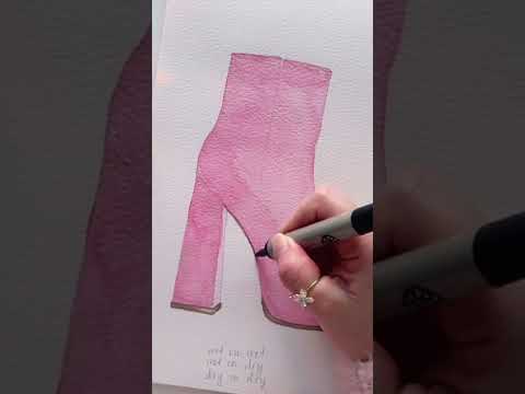 PAINTING PINK BOOTS #watercolor #painting #tutorial