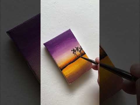 Mini sunset painting | Sunset Acrylic Painting #shorts #painting