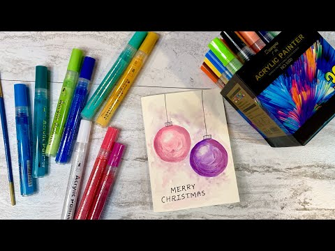 Easiest Christmas Cards for beginners using Water-Based Acrylic Paint Markers Pen from Grabie