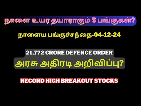 நாளை உயர தயாராகும் 5 பங்குகள்? | நாளைய பங்குச்சந்தை-04-12-24 | Defence Order | HAL | Nifty | Tamil