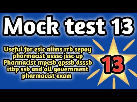 mock test13 forgovernmentpharmacistexam preparation#rrbpharmacistexam#ossscpharmacistandmphwexam2024