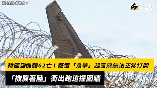 韓國墜機釀62亡！疑遭「鳥擊」起落架無法正常打開　「機腹著陸」衝出跑道撞圍牆｜NOWnews