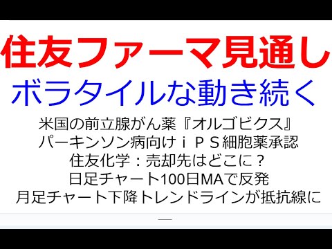 6月からの株価上昇で最安値の2.5倍になった住友ファーマ。令和のブラックマンデーの最中での逆行高は圧巻だった。100日移動平均線で反発も月足抵抗トレンドラインが気になる。