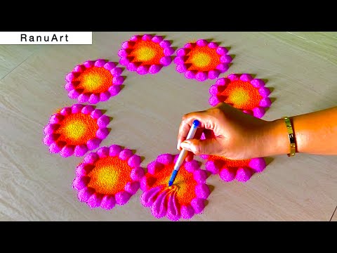 Easy rangoli🌼Creative rangoli🌼unique rangoli🌼festival rangoli🌼simple rangoli🌼RanuArt