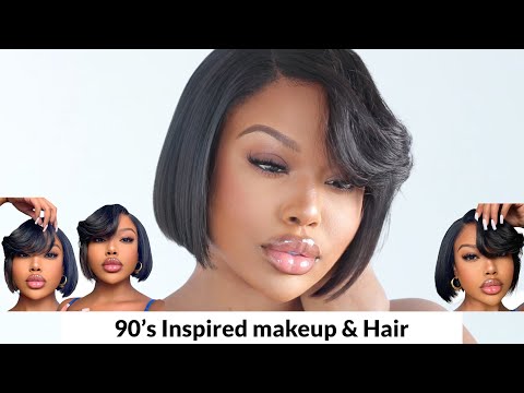 90’s Inspired Makeup & hair | Side swept bangs Ft Panala hair