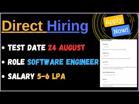 Direct Test Hiring Opportunity | No Shortlisting | Direct Exam | Batch- 2021 - 2025 |