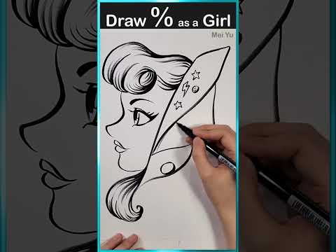 Draw % Sign into a Girl Art Challenge #artshorts #meiyu #artchallenge