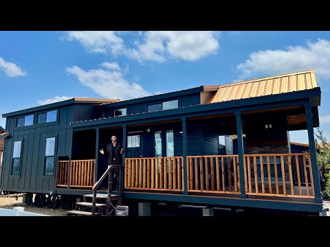 AMAZING ULTRA MODERN BLACK TINY HOME - Wraparound Porch with Outdoor Fireplace