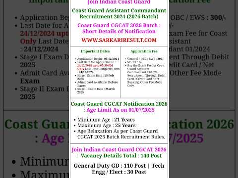 Coast Guard Assistant Commandant Recruitment 2024