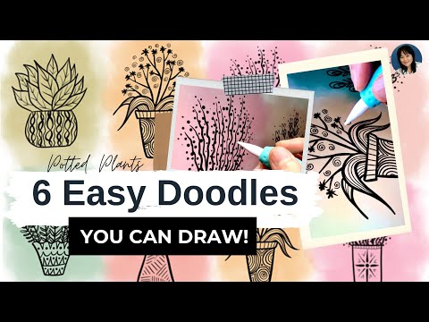 6 Easy Doodles YOU CAN DRAW || Potted Plant || Beginner and All 簡單盆景裝飾綫畫