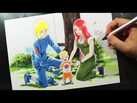 Speed Drawing - Minato, Naruto and Kushina #NARUTUBRO