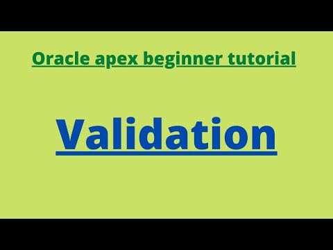 Oracle Apex Beginner Tutorial - 9 (Validation in Apex)