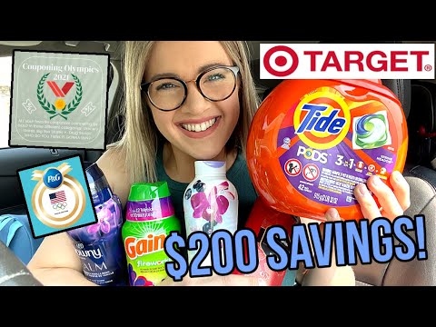 EXTREME COUPONING HAUL AT TARGET! Save over $200 - Couponing Olympics - P&G Rebate - Week of 8/8